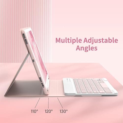 KBCASE Keyboard Case for iPad 9th/8th/7th Generation 2021/2020/2019, Compatible with iPad Air 3/Pro 10.5, Detachable Wireless Keyboard Case with Pencil Holder (Light Pink) thumbnail 4
