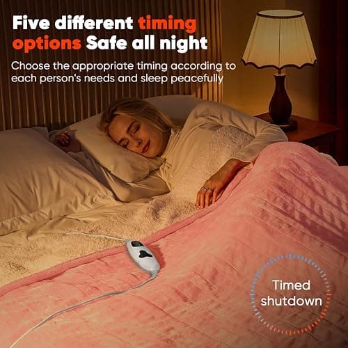 greenoak Heated Blanket Electric Throw 50"X60", Heating Blanket with 10 Heat Levels 8 Hours Auto-Off,Fleece Soft Blanket,Christmas Birthday Gifts for Women Mom, Baby Pink thumbnail 7