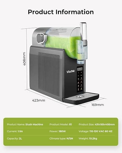 Vischic Slushie Machine: Slushy Machine for Home Use with 7 Preset Programs & Auto Cleaning Function, Frozen Drink Maker Easy to Make Slush Margarita Frappés Cocktail & More, 4H Fresh (Premium Grey) thumbnail 2