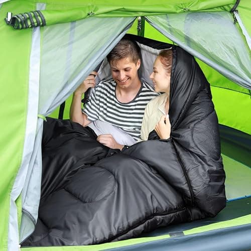 Sportneer Double Sleeping Bag: Queen Size 2 Person All Season for Warm & Cold Weather Camping Sleeping Bag with 2 Pillows, Waterproof Lightweight Large Size 86.6'' x 59'' thumbnail 8