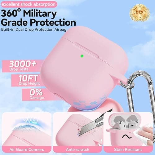 for AirPods 4 Case Pink with Cleaner Kit, TNSNK Soft Silicone Airpod 4 Case Compatible with Apple Airpods 4th Generation 2024 Case Cover with Keychain for Women Girly, Anti-Scratch, Drop Protection thumbnail 2