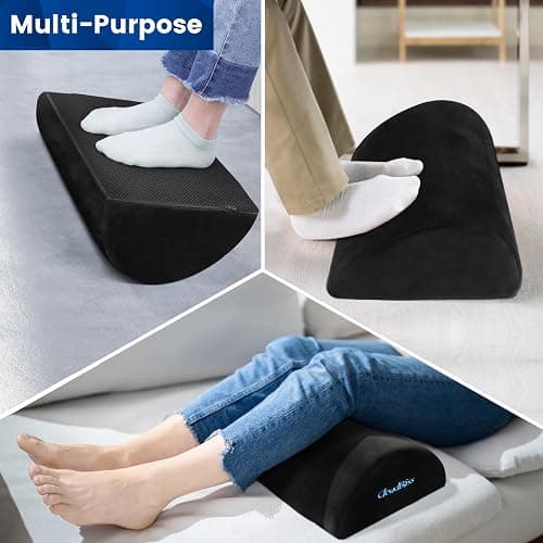 Foot Rest for Under Desk at Work,Office Desk Accessories with Soft Foam and Washable Removable Cover, Foot Stool for Office, Car, Home to Foot Support and Relax Ankles, Black thumbnail 7