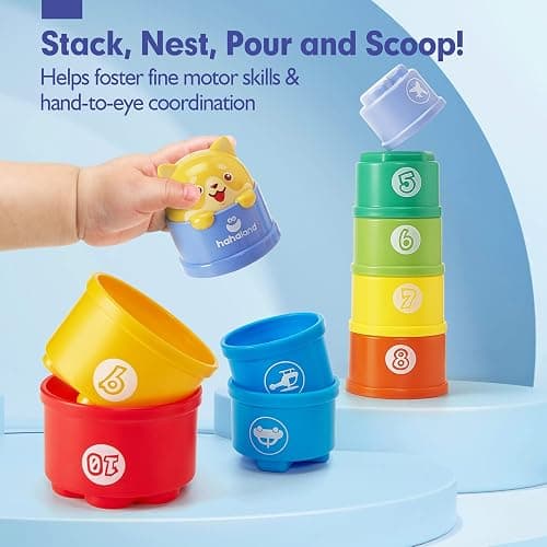hahaland Stacking Toys for Toddlers 1-3 - Stacking Cups - Toddler Toy Age 1-2 Learning Montessori Toys for 1 Year Old Boy Baby Stacking Cups 12-18 Months thumbnail 5