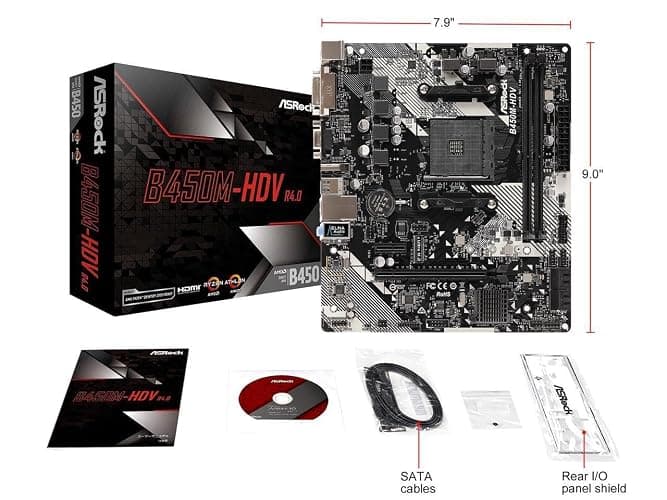 B450M-HDV R4.0 AMD B450 AM4 Socket Ryzen 2000 - 5000 Processors DDR4 3200 64GB HDMI DVI-D D-Sub Motherboard SATA 6Gb/s Micro ATX M.2 thumbnail 5