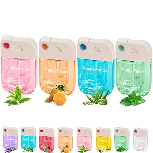 PeppyHands 4Pcs Hydrating Hand Sanitizer Spray, 4 Scents, 5.2 FL. OZ. Portable Sanitizer Spray for Travel Size, 500-Sprays Each Multi-Flavor, Refillable Plastic Travel. (Tea, Citrus, Aloe Vera, Mint) - Image 1