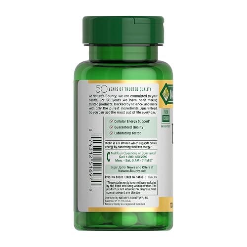 Nature's Bounty Biotin Hair Skin and Nails Vitamins, Supports Healthy Hair, Skin and Nails, 10,000 mcg, 120 Softgels (Pack of 2) thumbnail 10