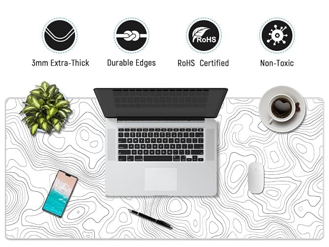 JIALONG White Topographic Large XXL MousePad thumbnail 5