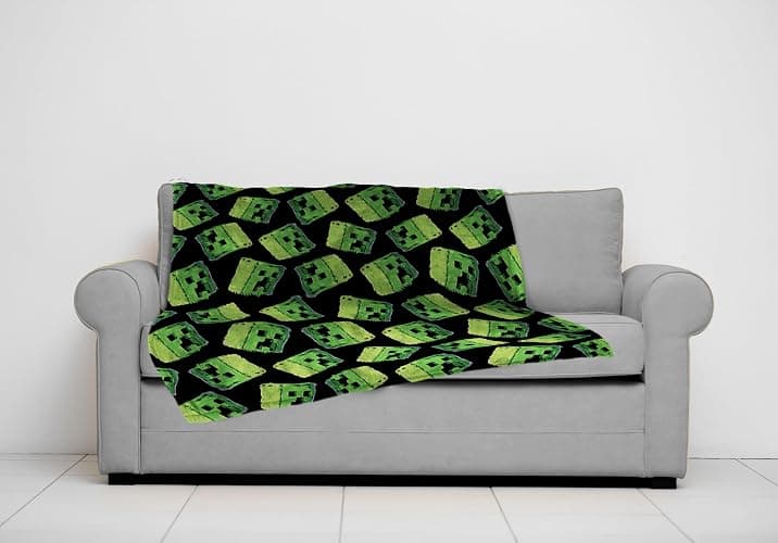 Jay Franco Plush Throw Blanket – 46" x 60" Inch Cartoon Kids Soft & Cozy Fleece Throw for Bedroom & Couch Décor, Official Licensed Product, Black - Minecraft Creeper thumbnail 2