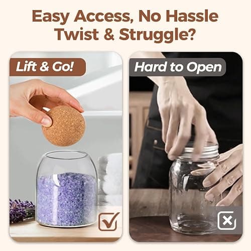 ComSaf Small Glass Jar with Ball Cork Lid 16 fl.oz Pack of 3, Decorative Cute Candy Coffee Suger Tea Jar, Versatile Used for Holding Salt Qtip Apothecary Cotton Swab and Gift thumbnail 3