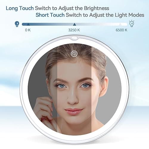 B Beauty Planet 2025 Upgraded Magnifying Mirror with Light, 20X Lighted Magnifying Mirror with Suction Cup and Tweezers, 3 Colors Vanity Mirrors, 360 Rotation, Makeup Mirrors with Lights 8 Inches thumbnail 3