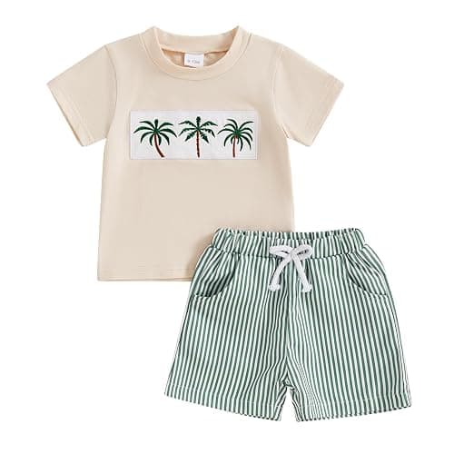 Sprifallbaby Baby Boy Summer Clothes Tropical Palm Tree Print T-shirt Shorts Set Infant Toddler Hawaiian Beach Outfits - Image 1