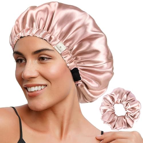 YANIBEST Doppelschichtige Satinhaube Seidenhaube zum Schlafen Verstellbare Haube für Frauen mit lockigem natürlichem Haar - Image 1