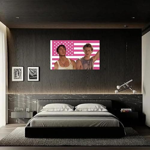 WENWELL JJ and Rafe USA Flag Tapestry - Funny Pink OuterBanks America Flag 3x5 Feet,Polyester Banner for College Dorm Room Bedroom Outdoor Parties Decor with Brass Grommets thumbnail 6