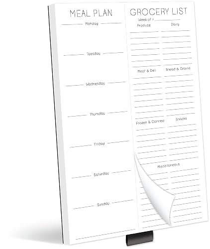 Evercio Meal Plan & Grocery List Magnetic Notepad for Refrigerator | For Shopping Lists Planner Organizer Memo Note Pad for Fridge | Kitchen Gift for Mother, Girlfriend | 7x10 Inches, 52 Sheets - Image 1