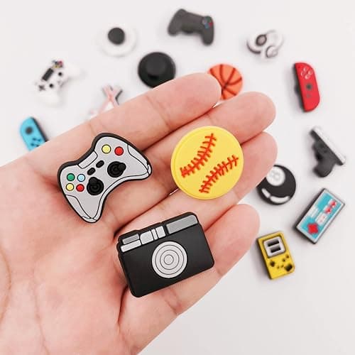 YMHOETS 25 30 Pieces Sports Shoe Charms for Boys Men Video Game Camping Fishing Clogs Shoe Decorations Charms Accessories for Kids Party Favor thumbnail 3