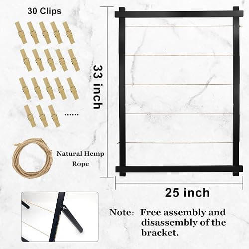FramePro Freestanding Photo Display Board with Clips, Stable Tabletop Picture Frame Stand Holds 30+ Photos, Graduation Centerpiece Decorations 2026, Wooden Board for Photos, Artworks (Black) thumbnail 3