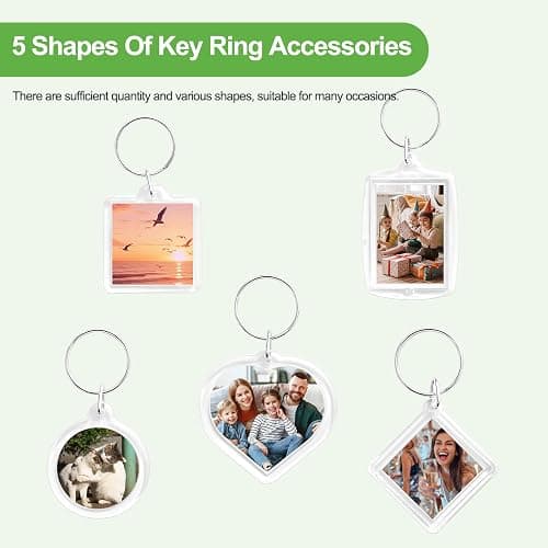 BRT Bearingshui 50pcs Pendant Picture Frame Keyrings, Clear Acrylic Photo Frame Keyring, Make Your Own Personalized Keyring Kit, Central Pendant for Kids To Assemble And Attach To Key Rings thumbnail 3