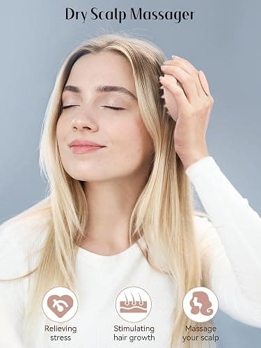 HEETA Scalp Massager Hair Growth, Silicone Scalp Scrubber Shampoo Brush for Exfoliation, Dandruff Removal & Head Massage Stress Relax, Wet & Dry Use for Thick, Thin Hair Care, Wheat Straw Light Pink thumbnail 4
