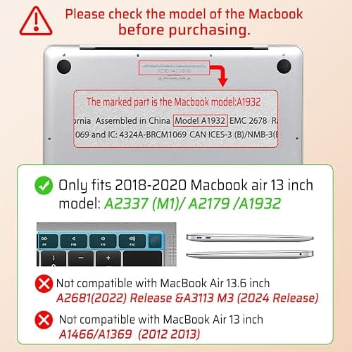 Seorsok Compatible with MacBook Air 13 Inch Case 2022 2021 2020-2018 Release A1932 A2179 M1 A2337,Cute Pink Retro Checkered Aesthetic Plastic Hard Case with Transparent Keyboard Cover,Pink Checkered thumbnail 3
