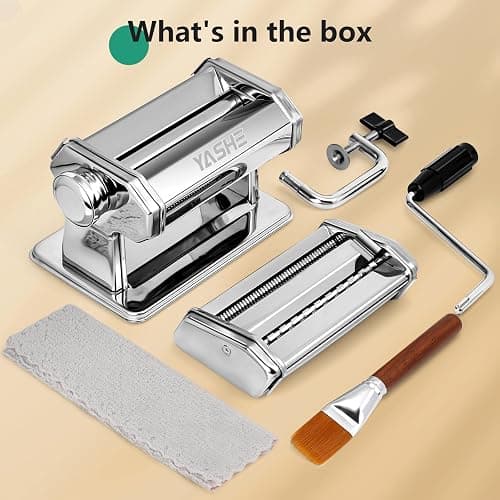 YASHE 2-in-1 Pasta Maker with Cleaning Kit, Adjustable Thickness Settings Pasta Maker Machine with Pasta Roller and Cutter, Dual Width Noodle Maker for Pasta, Spaghetti, Fettuccine, Lasagna thumbnail 7