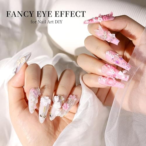 FAMDAMEI 24 Grid Flat Back Pearls and Rhinestones for Bedazzling Kit, Clear White Pink Pearls Flatback Resin Jelly Rhinestones,Flower 3D Nail Charms and Gems for Crafting Rhinestones for Crafts thumbnail 4