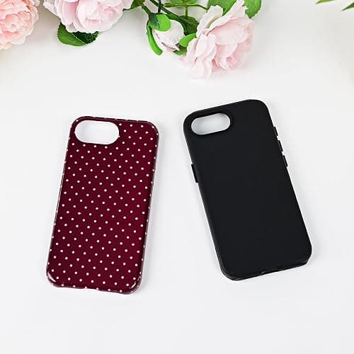 DuiDuiQ Polka Dot Pattern Phone Case for iPhone 16e/17e 6.1", Wine | Cute Aesthetic Case for Women Girls,Dual-layer Shockproof Protective Phone Cover,No Fading Print thumbnail 2