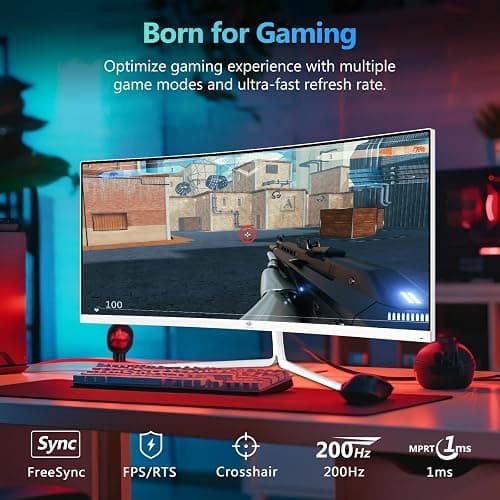 Z-Edge 30 Inch Ultrawide Curved Gaming Monitor 200Hz 2560x1080 21:9 White | 1ms MPRT 1500R Curved Screen VA Panel, 300cd/m² Brightness, FreeSync, Crosshair, DisplayPort (200Hz), HDMI (165Hz), PIP & PBP thumbnail 2