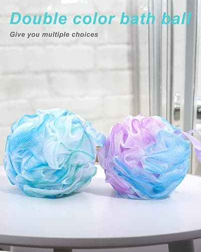 Aquior Bath Sponge Shower Loofahs Balls 60g/PCS Extra Large Mesh Pouf Easy Foaming Body Scrubber Exfoliator for Big Full Lather Cleanse(4 Pack) thumbnail 3