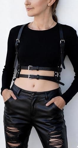 WARANDOD Women Adjustable Faux Leather Harness Punk Fashion Waist Belt with Alloy Buckles for Dresses Shirts Blazers(S-XXXL) thumbnail 4