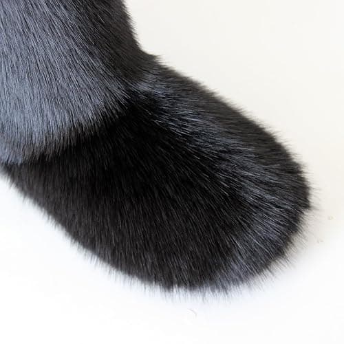 QMFUR Women's Furry Faux Fur Boots Fuzzy Fluffy Mid Calf Snow Boots Suede Warm Fur Lined Booties Flat Fashion Boots thumbnail 4
