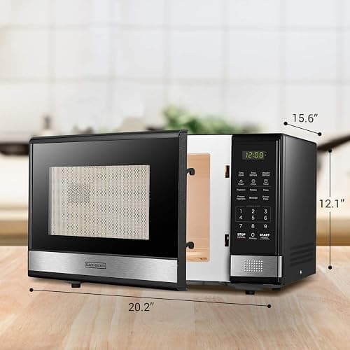 BLACK+DECKER EM031MB11 Digital Microwave Oven with Turntable Push-Button Door, Child Safety Lock, 1000W, 1.1cu.ft, Black & Stainless Steel, 1.1 Cu.ft thumbnail 8