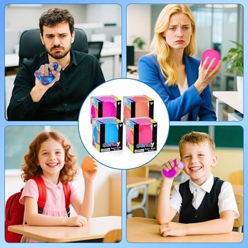 4Pcs Textured Stress Balls for Autism, Squishy Doh Fidget Toys, Sensory Squeeze Hand Exercise Stress Ball Toys for Adults & Kids, Relax, Anxiety, Fidget, Tension and Stress thumbnail 8