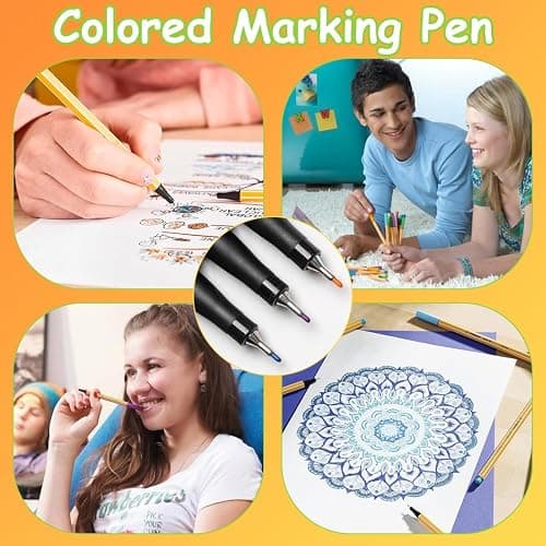 Fineliner,12 Stück,12 Farben,0.4mm Fineliner Stifte mit ergonomischem Griff, Zeichnungs- und Faserstifte mit feiner Spitze für Erwachsene, Lebendige farbige Kunststifte thumbnail 4