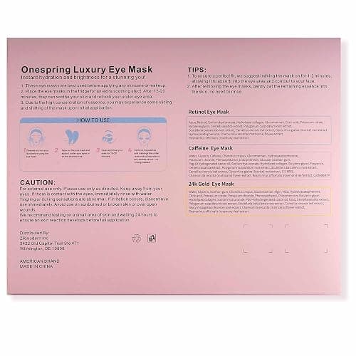Onespring Eye Masks (24 Pairs) - Gift for Her - Caffeine, 24K Gold and Retinol Under Eye Patches for Puffy Eyes, Dark Circles & Fine Lines, Bachelorette Party Favors, Bridesmaid Gift thumbnail 9