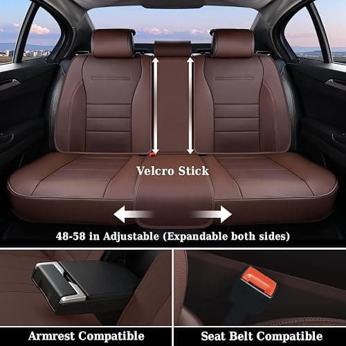 Coverado Car Seat Covers Full Set, Nappa Leather Seat Covers for Cars, Car Seat Protector Car Seat Cushion, Front and Back Seat Protectors Cushions Universal Fit for Most Cars Vehicles(Brown) thumbnail 6