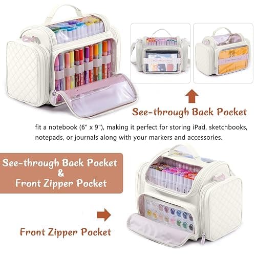 APOFFICE Marker Organizer Case Bag for 200-300 Markers – Large Art Supply Storage Bag with Detachable Dividers, Travel Marker Holder for Alcohol Markers, Brush Pens, Colored Pencils & Craft Supplies thumbnail 3