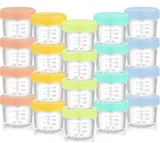 20 Pack Glass Baby Food Containers, 4 Oz Glass Baby Food Storage Jars with Airtight Lids, Reusable Leak-Proof Baby Food Jars, Freezer Microwave Dishwasher Safe - Image 1