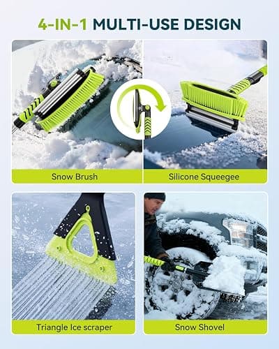 Upgraded 60'' Snow Brush & Snow Shovel with 2 Ice Scrapers, Extendable Snow Brush for Car Windshield with Squeegee, 4-in-1 Detachable Winter Snow Remover for Cars, SUVs, Trucks thumbnail 3