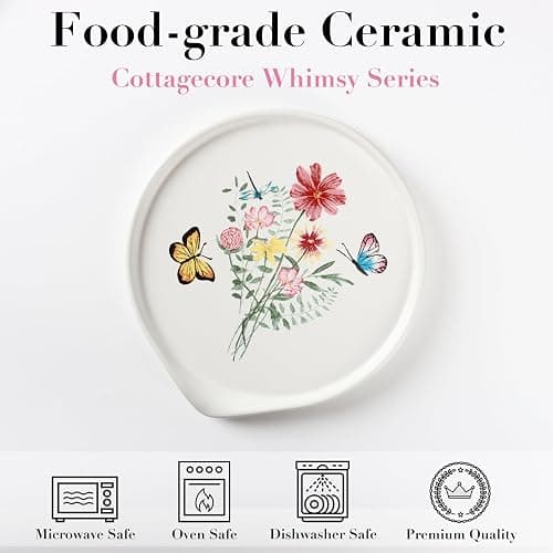 Ceramic Spoon Rest for Stove Top - Cute Spoon Holder for Kitchen Counter - White Coffee Spoon Rest Utensil Rest Spatula Rest - Farmhouse Kitchen Counter Decor (Butterfly Spoon Rest) thumbnail 3