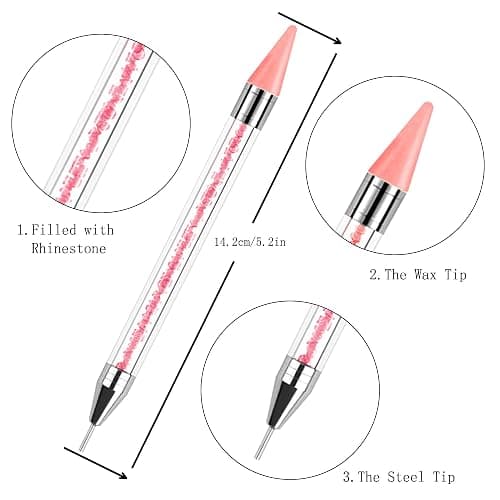 Kaychan Rhinestone Picker Tool 2 Acrylic Handle Rhinestones Applicator Dual-Ended DIY Nail Art Tool with 4 Extra Wax Tips and 1 Tweezer thumbnail 2