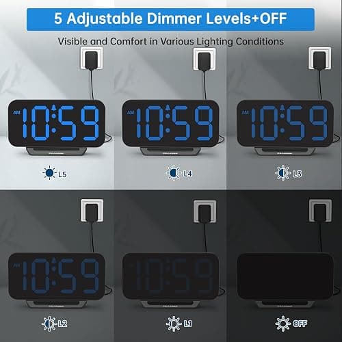 Peakeep Small Digital Alarm Clock for Bedrooms, Loud for Heavy Sleepers Adults, Dimmable Plug in Electric Large Numbers Clock Battery Backup, Slim Clock for Table Office Modern Living Room (BB) thumbnail 3