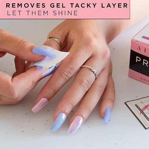 AIRRE 220 Professional Alcohol Prep & Shine Nail Wipes (3in1) Alcohol Wipes for Gel-Nails, Acrylic Nails, Press-On Nails & Tips. Removes Sticky Gel-Layer Residue, Preps UV/LED Gel-Polish & False Nails thumbnail 4