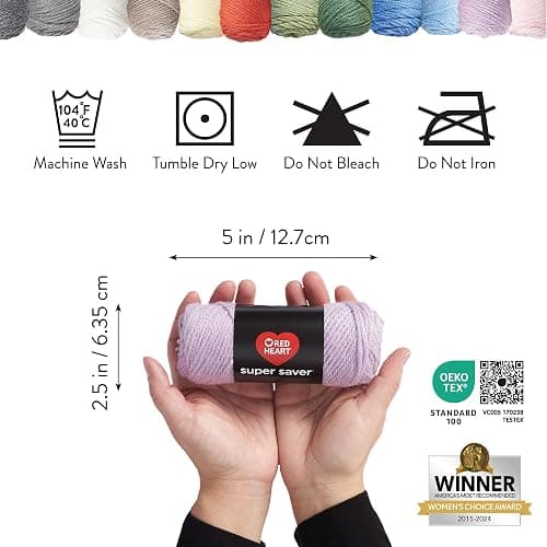 Red Heart Super Saver Yarn Super Craft Kit Pastels, with 12 Pack of 50g/1.7 oz. 4 Medium Worsted Yarn for Knitting & Crocheting, 12 Colors, Perfect for Chunky Sweaters, Blankets, Amigurumi - Super Craft Kit Pastels thumbnail 7