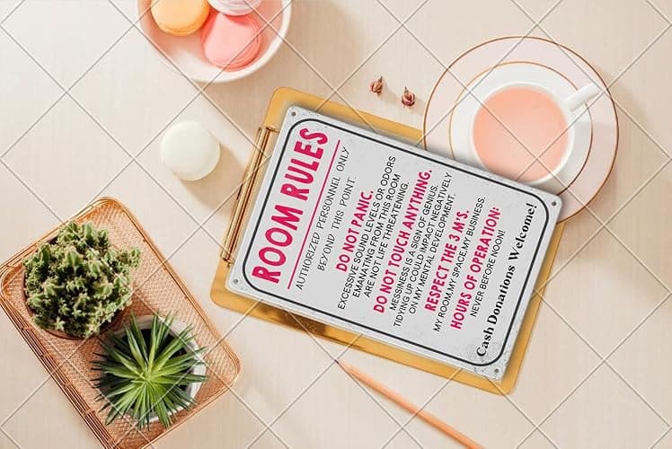 Room Sign For Teen Girls Bedroom Door Decor Teen Boy Room Signs Girl Room Rules Signs Dorm Wall Accessories Cool Things For Teens Funny Metal Tin Sign Gaming Decor 12 X 8 In thumbnail 6
