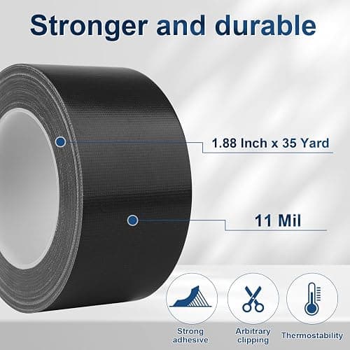 Harciety Black Duct Tape Heavy Duty, 1.88 Inch x 35 Yard Waterproof Strong Adhesive Duct Tape for Indoor Outdoor Repairs Tear by Hand, 1 Roll thumbnail 2