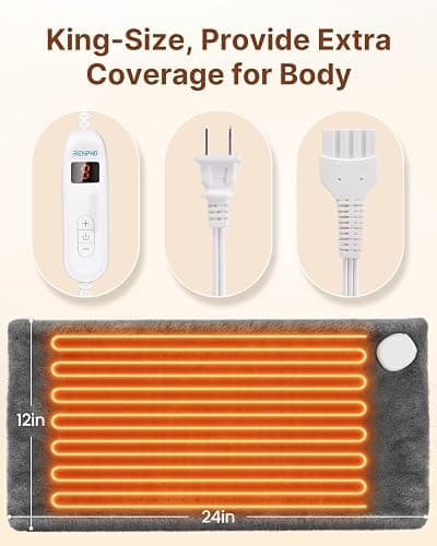 RENPHO Heating Pad for Back Pain & Period Cramps, FSA Eligible, Christmas Gifts for Women Men Mom Dad,12" x24‘’ Electric Heat Pad for Neck and Shoulder, HSA Store, ETL Certified, Gray thumbnail 3