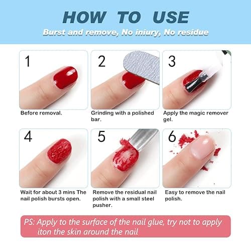Nail Polish Remover, Magic Gel Nail Polish Remover Fast Remove Gel Nail Polish Within 2-3 Minutes, Quick & Easy Polish Remover, No Need For Foil, Soaking Or Wrapping thumbnail 4