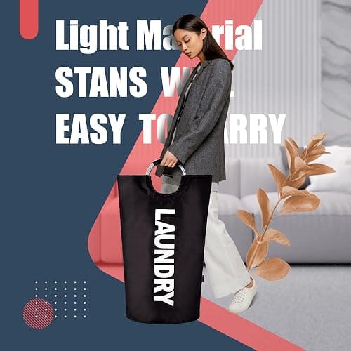 Caroeas 90L Laundry Basket (13 Colors), Waterproof Laundry Hamper, Laundry Bag with Padded Handles, Clothes Hamper Stands Up Well, Collapsible Laundry Basket Easy Storage thumbnail 4