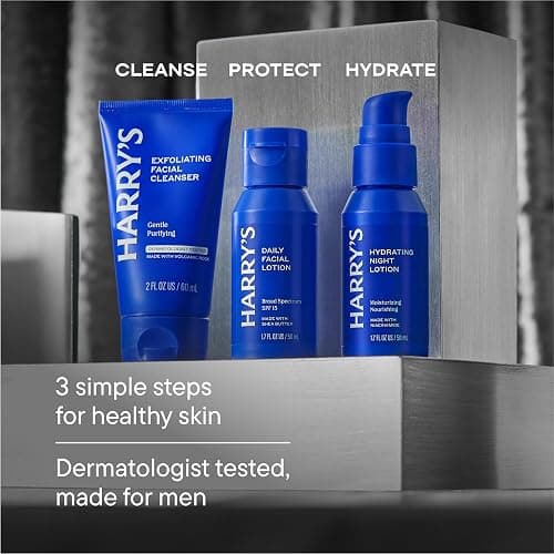 Harry's Limited Edition Holiday Gift Set for Men, Men's Skincare Essentials (2 oz Exfoliating Face Wash, Daily Face Lotion with SPF 15, Hydrating Night Lotion) thumbnail 7