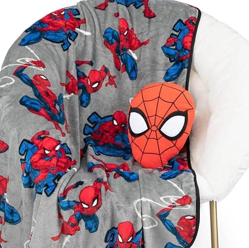 Jay Franco Spiderman Nogginz Set - 40 x 50 Inch Throw Blanket & Pillow - Kids Super Soft 2 Piece Bedding Set - Image 1